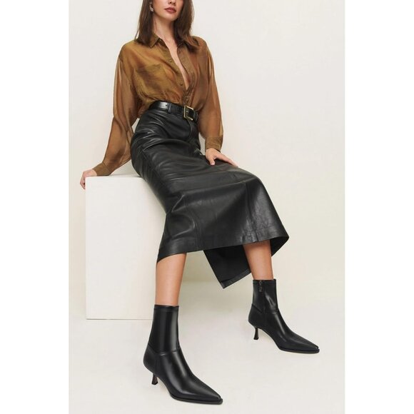 Women Black Dressy Ankle Boots Pointed Toe Side Zipper Kitten Heel Booties - Picture 2 of 7